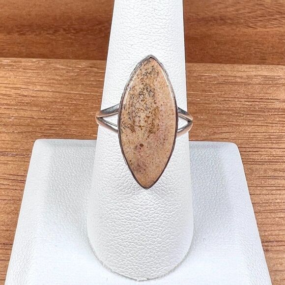 Natural Picture Jasper Ring Solid Sterling Silver - Size 8 - Picture 2 of 5